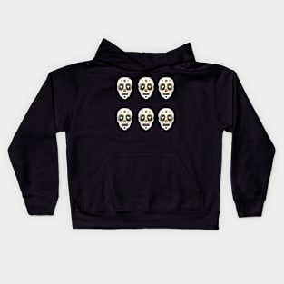 Day of the Dead White yellow and Grey Candy Skulls Kids Hoodie